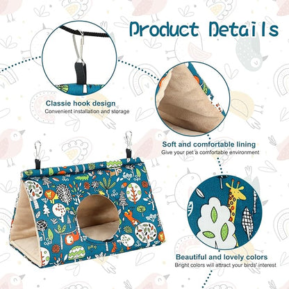 Rypet Winter Warm Bird Nest House - Hanging Hammock Velvet Shed Hut Cage Plush Fluffy Birds Hideaway Sleeping Bed Fuzzy for Parrot Parakeet Cockatiels Budgies Lovebird Smallï¼_lueï¼