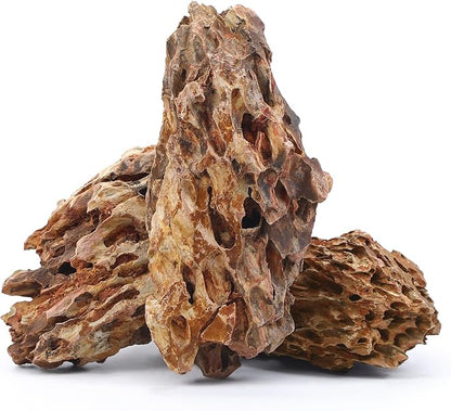 10-12 Inches Natural Dragon Stone 3 PCS Extra Large Aquarium Rocks for Aquascaping, Aquarium Landscaping, Terrariums, Fish Tank Decoration, Vivariums, Paludarium, Amphibian Enclosures