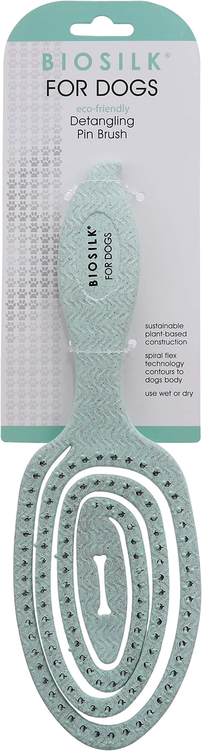 BioSilk for Pets Eco-Friendly Detangling Pin Brush for Dogs in Mint Green | Easy to Hold Ergonomic Handle Dog Brushes, Wet or Dry Dog Hair Brush, Light Blue (FF12806),Gray/Black