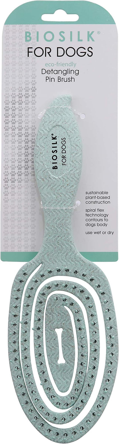 BioSilk for Pets Eco-Friendly Detangling Pin Brush for Dogs in Mint Green | Easy to Hold Ergonomic Handle Dog Brushes, Wet or Dry Dog Hair Brush, Light Blue (FF12806),Gray/Black
