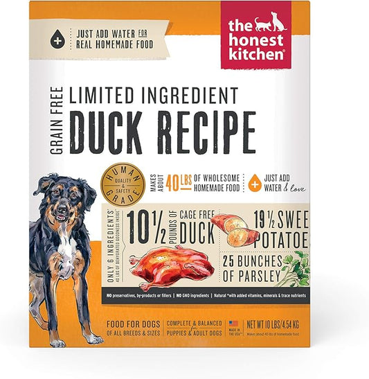 The Honest Kitchen Limited Ingredient Duck Grain Free Dehydrated Dog Food - Duck, 10 Pound Box