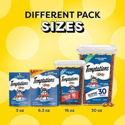 Temptations Classic Crunchy and Soft Cat Treats, Savory Salmon Flavor, 30 oz. Tub