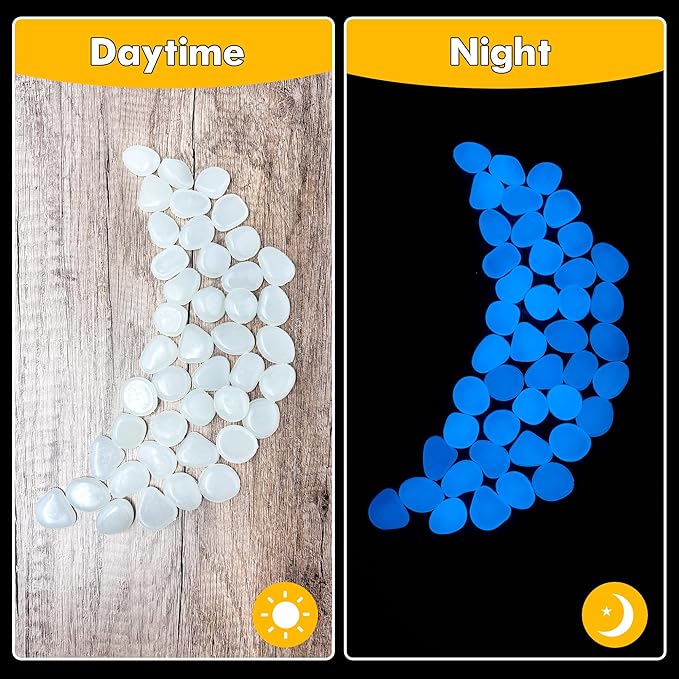 Glow in The Dark Fish Tank Rocks,Glowing Rocks Stones Resin Glow in Dark Pebbles for Outdoor Garden, Fish Tank, Aquarium, Landscaping,Driveway Decoration,White 11 oz