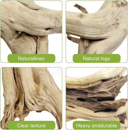 Tfwadmx Natural Driftwood for Aquarium, 6-8" 4 Pcs Wood Aquarium Decorations Fish Tank Log Reptile Tree Branches, Assorted Spider Wood Branch