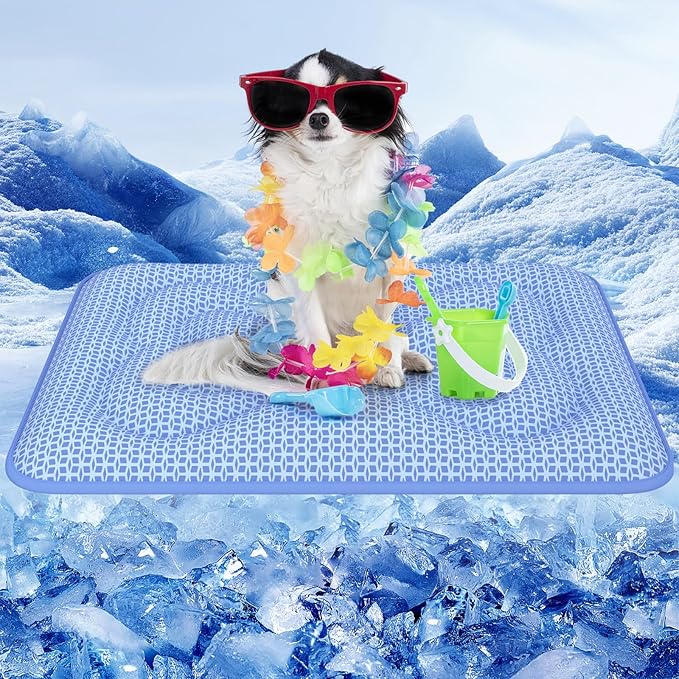 Rywell Dog Cooling Mat,30 * 20 Super Thick & Comfortable Cooling Mat for Dog with Arc-Chill 3.0 & PCM Tech(Q-Max>0.5), Endothermic Color Changing&Dual Sided for All-Year Use, Portable for Pet Bed