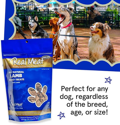 Real Meat Dog Treats - 12oz Bag of Bite-Sized Air-Dried Lamb Jerky for Dogs - Grain-Free Jerky Dog Treats Made up of 95% Human-Grade, Free-Range, Grass Fed Lamb - All-Natural High Protein Dog Treats