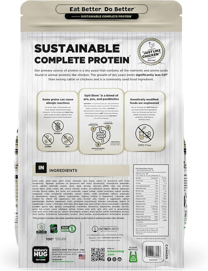 Nature's HUG Dry Dog Food, for Senior-Medium & Large Breeds, 20 lb. Bag, Chicken Flavor Plant-Based Protein Vegetarian Kibble, Grain-Free, Allergen-Free, Complete Protein & Balanced Nutrition