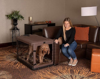 Pet Gear _he Other Door 4 Door Steel Crate for Dogs/Cats with Garage-Style Door, Includes Plush Bed + Travel Bag, No Tools Required, 3 Models, 3 Colors