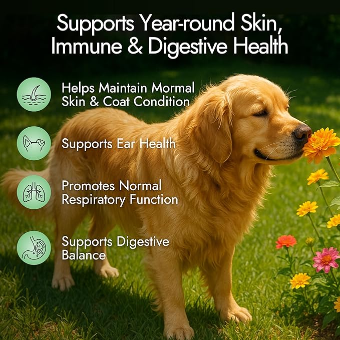 Pet Vet Allergy Relief Chews for Dogs (Beef Liver) – Itchy Skin Relief for Dog Allergies – Skin Irritation Treatment, Allergy Chews, Pet Probiotics – Dog Health