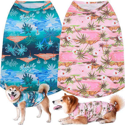 Dog Hawaiian Shirts,Summer Cooling Quick Dry Mesh Breathable T-Shirt Tops for Small Boy Girl Puppy Chihuahua Dogs,Pink+Blue XS