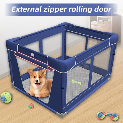 42 _ 42 Inch Puppy PlayPen, Dog Playpen with Mat for Puppies, Small and Medium Dogs, Pet PlayPen for Outdoors & Indoors