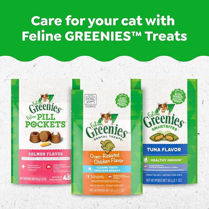 Greenies Feline Adult Dental Cat Treats, Oven Roasted Chicken Flavor, 21 oz. Tub