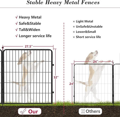 Dog Playpen 32 inch 10 Panels Indoor Dog Pen for Medium/Small Dogs Heavy Duty Metal Dog Fence Outdoor for Yard, Puppy Playpen with Door Portable Pet Fence for RV Camping Yard