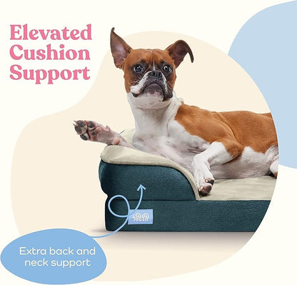 Orthopedic Sofa Dog Bed - Ultra Comfortable Dog Beds for Medium Dogs - Breathable & Waterproof Pet Bed- Egg Foam Sofa Bed with Extra Head and Neck Support - Removable Washable Cover & Nonslip Bottom.