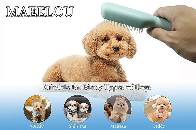 Stretchable Puppy Brush ï¼ Soft Dog Brush - Gentle Grooming Brush for Small Dogs, Perfect for Yorkie, Shih Tzu, Maltipoo ï¼_og Hair Remover Brush (Green)