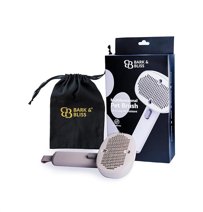 Bark&Bliss Self Cleaning Slicker Brush  Skin-Friendly Deshedding Grooming Tool for Dogs & Cats, Suitable for Shedding & Long-Haired Pets, Puppy Brush, Pet Grooming Brush, Cat Brush for Shedding