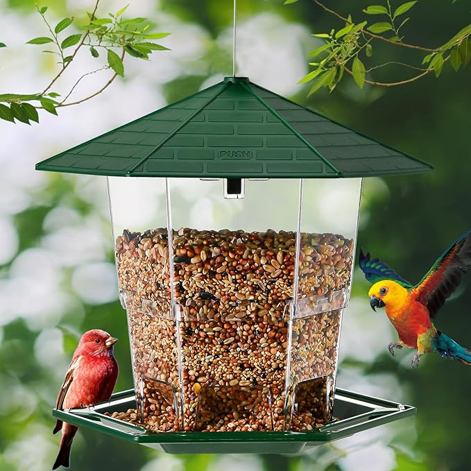 Bird Feeders for Outdoors Hanging Bird Feeder Wild Birds Seed, Green
