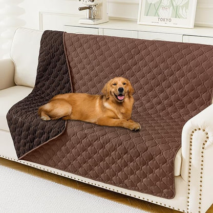 Smiry Waterproof Dog Blanket, Soft Dog Bed Cover Pet Blanket, Reversible Couch Cover for Dogs Washable, Pet Couch Covers for Sofa Furniture Protector for Puppy Cat (52x82 Inch, Brown/Chocolate)
