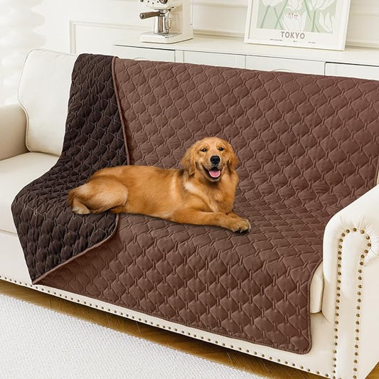 Smiry Waterproof Dog Blanket, Soft Dog Bed Cover Pet Blanket, Reversible Couch Cover for Dogs Washable, Pet Couch Covers for Sofa Furniture Protector for Puppy Cat (52x82 Inch, Brown/Chocolate)