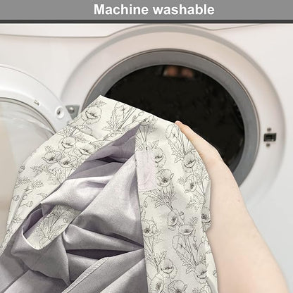 Ambesonne Botanical Dog Crate Cover, Floral Theme Poppy Flowers and Buds Pattern Doodle Style Garden Leaf Motifs, Easy to Use Pet Kennel Cover for Small Dogs Puppies Kittens, 18 Inch, Dark Brown White