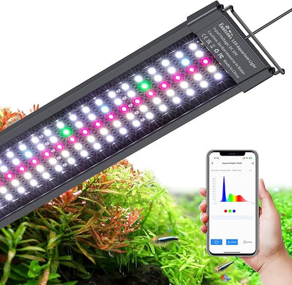 Bluetooth LED Aquarium Light with APP Control, 3 Modes for 18-24 Inch Fish Tank Light with Full Spectrum White Blue Red Green Lights, IP68 Waterproof with Extendable Brackets for Freshwater