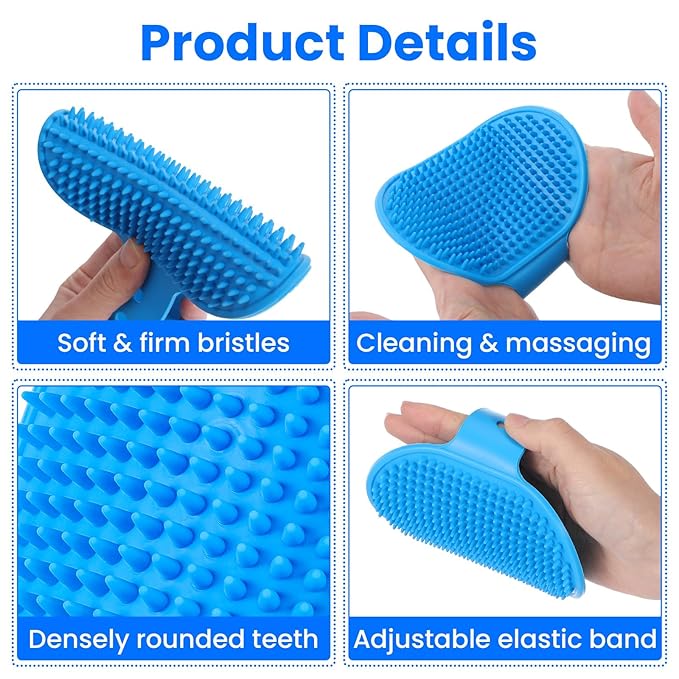 2Pcs Dog Bath Brush Scrubber, Rubber Pet Shampoo Curry Brush/Dog Massage Comb with Adjustable Ring Handle, Dog Shower Brush Puppy Brushes for Long Short Hair Dogs Cats Grooming Supplies