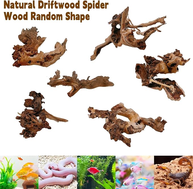 Hamiledyi Aquarium Driftwood 3PCS Natural Trunk Driftwood Assorted Branches 8-12" Reptile Wood Decor Terrarium Ornament Fish Tank Decoration
