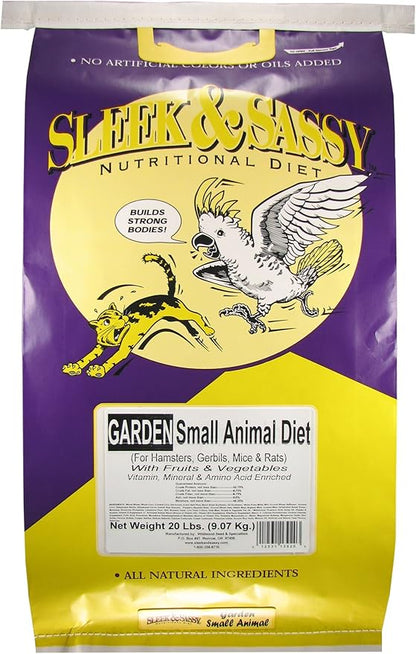 SLEEK & SASSY Garden Small Animal Food for Hamsters, Gerbils, Mice & Rats (20 lbs.)