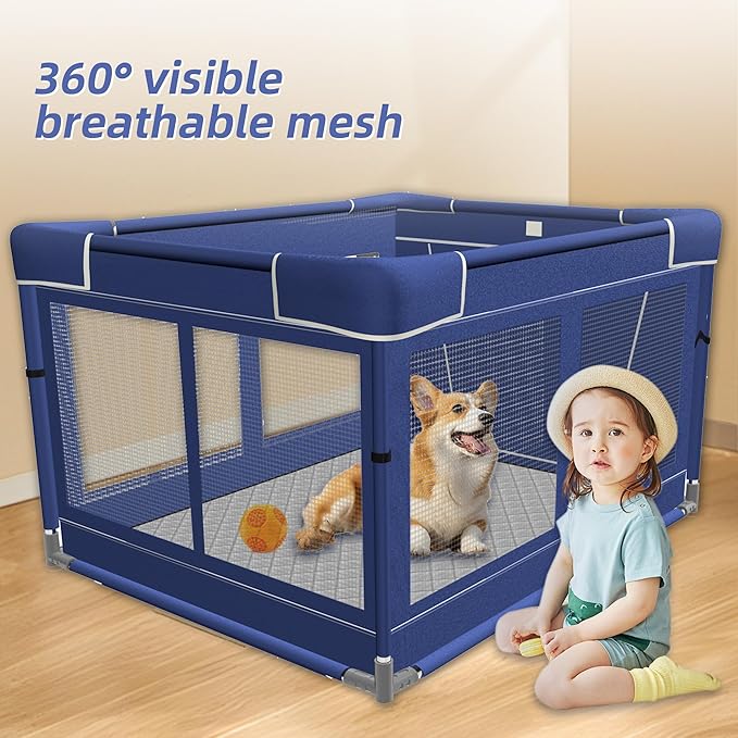 42 _ 42 Inch Puppy PlayPen, Dog Playpen with Mat for Puppies, Small and Medium Dogs, Pet PlayPen for Outdoors & Indoors