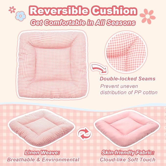 Jiupety Indoor Dog House with Frame, Cute Dog Tent Bed with Cover Cave, Breathable, Washable, and Foldable House, Suitable for 10-20 Lb Puppy and Cats, Medium (17"×17"×17"), Pink