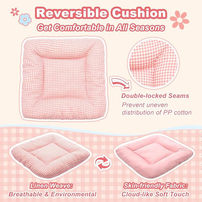 Jiupety Indoor Dog House with Frame, Cute Dog Tent Bed with Cover Cave, Breathable, Washable, and Foldable House, Suitable for 10-20 Lb Puppy and Cats, Medium (17"×17"×17"), Pink