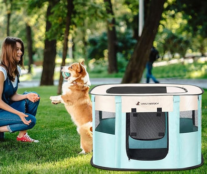 Foldable Pet Playpen,Cat Puppy Playpen,Portable Dog Cage Soft Portable Exercise Kennel Tent,Puppy Kitten Pen Indoors/Outdoors Pet Tent Fence (Medium (32"*24"*22"), Green)