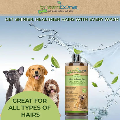 Pet Spa Mint & Green Tea Dog Shampoo - Calming, Soothing, Gentle Grooming Solution, 33 fl oz, Safe & Natural Formula