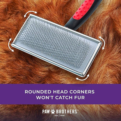 Ryan's Pet Supplies Paw Brothers Flat Slicker Brush for Dogs, Dog Brush for Long Haired Dogs, Professional Grade, Coated Tips, Gentle on Skin, Maximum Coverage, Large 4.5" x 2"