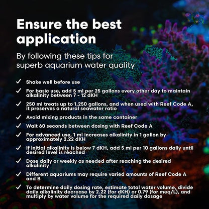 Brightwell Aquatics - Reef Code B - Balanced Calcium & Alkalinity System Water Conditioner - For All Saltwater Marine Fish & Reef Fish Tanks - Aquarium Water Treatments, 8.45 fl oz