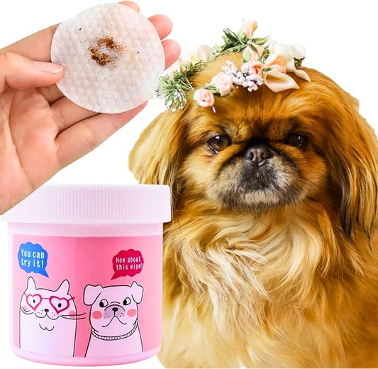 Dog Eye Wipes for Discharge and Crust, Tear Stain Remover Wipes for Shih-Tzu, Yorkies, Pekingese, Pugs, Schnauzers, and Cats,120 Non-Irritant Pre-Soaked Eye Wash Pads for Dogs and Cats [120ct]