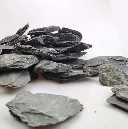 Voulosimi Natural Slate Rocks PH Neutral Stone Perfect Rocks for Aquariums, Landscaping Model,Tank Decoration,Amphibian Enclosures (3.5 LB, 3-5 inch)