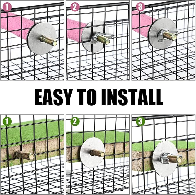 Reginary 12 Pcs Bird Perch Stand Toy Includes 6 Parrot Perch Wood Stand Bird Platform 6 Colorful Paw Grinding Stick for Cage Accessories Parakeet Cockatiel, 6 Colors