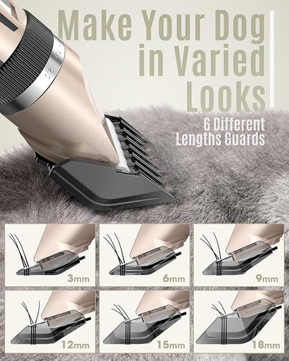 oneisall Dog Clipper Low Noise, Dog Grooming Kit with Rechargeable Quiet Dog Trimmer for Paws Dog Nail Grinder Paw Trimmer with 2 LED Lights