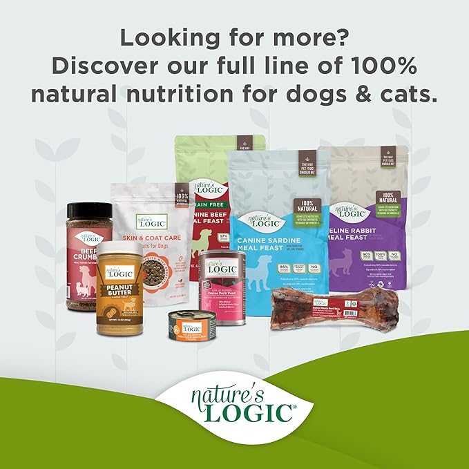 NATURE'S LOGIC Dry Dog Food - 100% Natural - No Synthetics - for All Ages, Sizes, Breeds - Free from Common Allergens, High Protein - Chicken Meal Feast, 13lbs