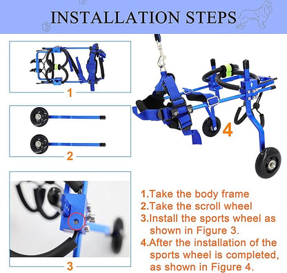 Adjustable Dog Wheelchair for Back Legsï¼_et/Doggie Doggy Wheelchairs with Disabled Hind Legs Walking (XS-Blue)
