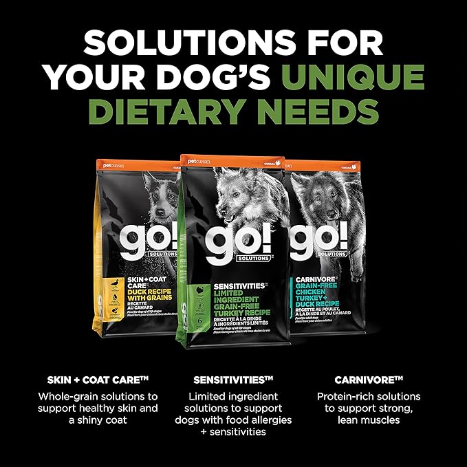 Go! Solutions Sensitivities Limited Ingredient, Grain-Free Dry Dog Food, Turkey Recipe for Sensitive Stomach, 12 lb Bag
