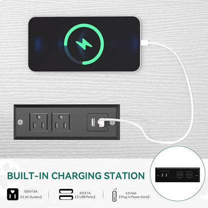 YITAHOME Dog Crate Furniture with Dual USB Charger, Wooden Dog Kennel End Table with Cushion Tray, Drawer for Small Dogs Under 25 lbs Indoor Use, White