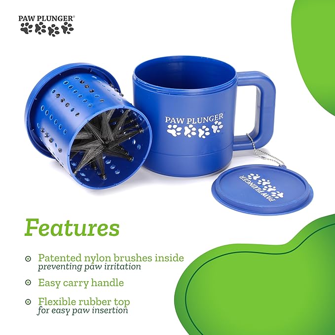 Dog Paw Cleaner - Puppy Essentials - Portable Dirty Paw Washer - Ideal for Medium Dogs - Blue