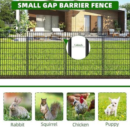 15 Panels Dog Fence Outdoor for Yard, 33 in(H) X 36 ft(L) Decorative Garden Fence Rustproof No Dig Animal Barrier Fencing Metal Wire Panel Border Patio Rabbits Ground Stakes Fencing