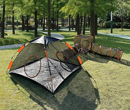 4 in 1 Pet Cat and Dog Tunnel Tent Foldable Pet Tent Outdoor Pop Up Pet Playpen Cage Fences House (Styles 4)
