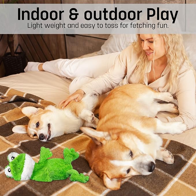 FGA MARKETPLACE Duck-Frog-Squirrel Flat NO Stuffing NO Squeak Plush Dog Toy, Funny Style Will Entertain Your Dog for Hours, Recommended for Small and Medium Dog 21 INCH Long