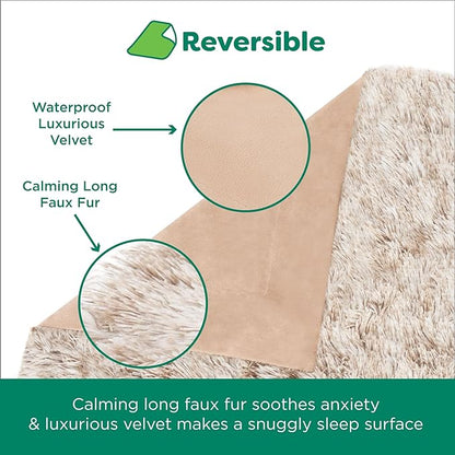 Furhaven Waterproof Throw Blanket for Dogs & Indoor Cats, Washable - Shaggy Plush Calming Long Faux Fur & Velvet Dog Blanket - Driftwood, Small