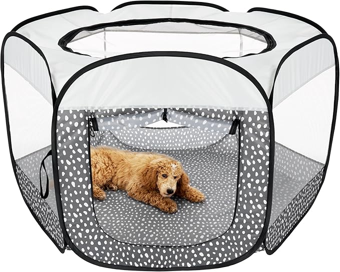 Furhaven Portable Dog Playpen Cat Tent, Pet Playground/Kennel Foldable Indoor Outdoor Zippered Puppy Crate - Gray Pebbles, Extra Large