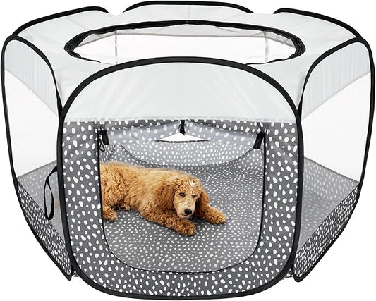 Furhaven Portable Dog Playpen Cat Tent, Pet Playground/Kennel Foldable Indoor Outdoor Zippered Puppy Crate - Gray Pebbles, Extra Large